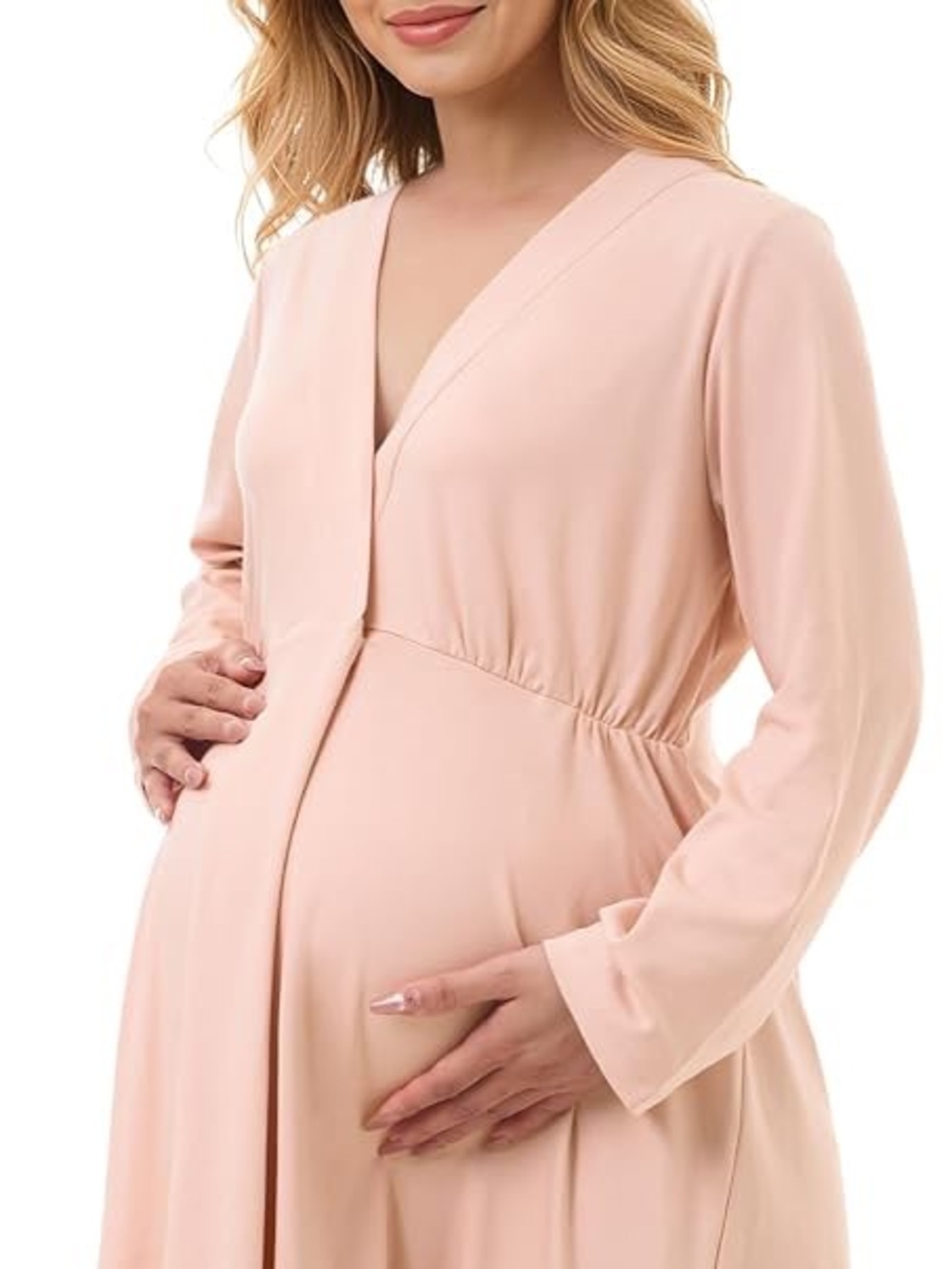 NEW Momcozy Blush V-Neck Maternity Nursing Nightgown, Labor Delivery Gown